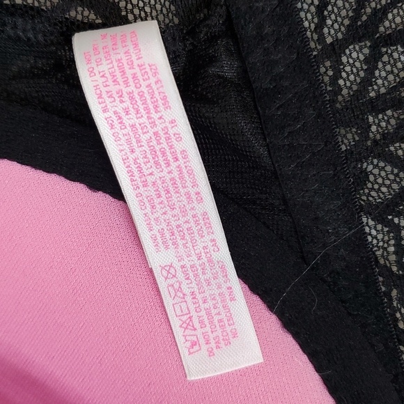 2016 Victoria's Secret PINK Black Floral Lace Sheer Chest Bralette Size Medium - Picture 13 of 13